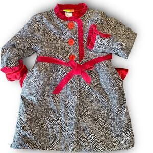Size 5 Girls Leopard Dress Coat -Penelope Mack Print Black/White/Red